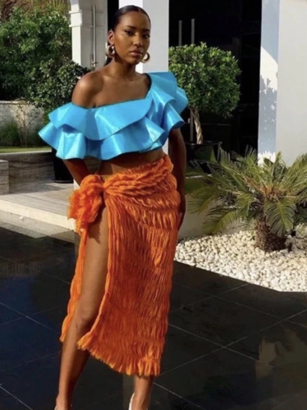Hanifa Size S Orange Samaria Skirt